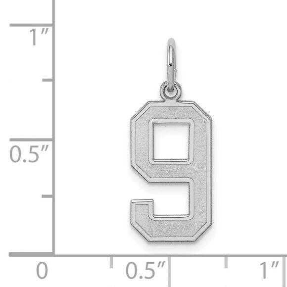 Sterling Silver, Jersey Collection, Medium Number 9 Pendant - Picture 4 of 5